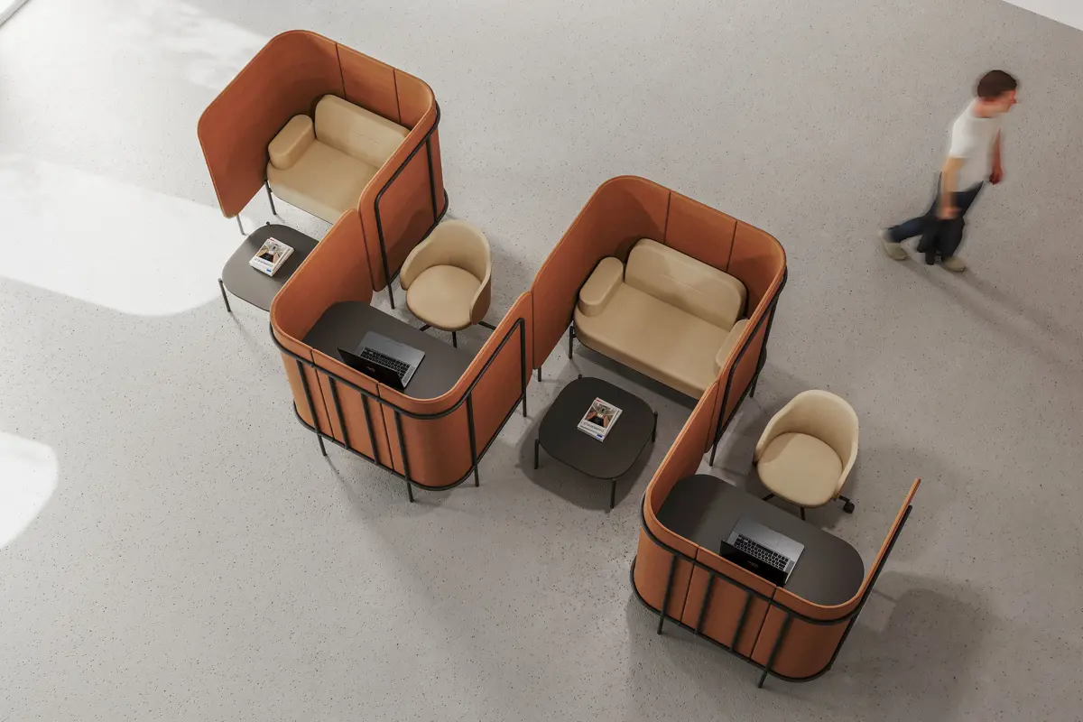 Leaf acoustic chat booth by Bejot in a workplace setting
