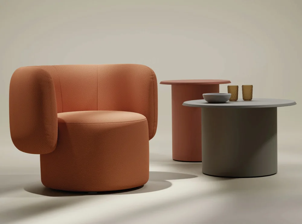 B&T Design Ora lounge chair in a manufacturer setting